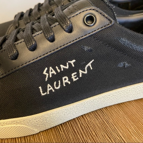 Saint Laurent court classic embroidered sneakers - Picture 3 of 14
